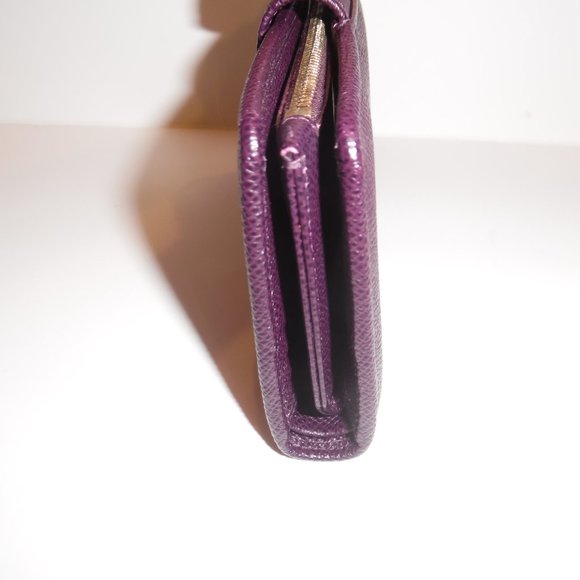 Dolce & Gabbana Saffiano Leather Logo Plaque Trifold Wallet Eggplant Cardholder - Picture 9 of 13